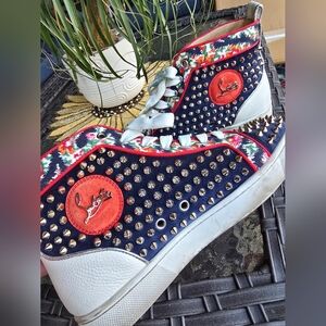 Authentic Christian Louboutin Studded High-Top Sneakers Shoes